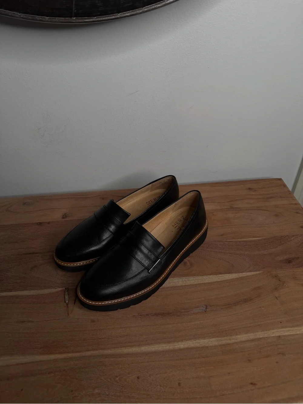 Naturalizer Black Leather Loafers for Women